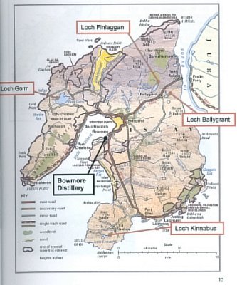 Mapa ostrova Islay